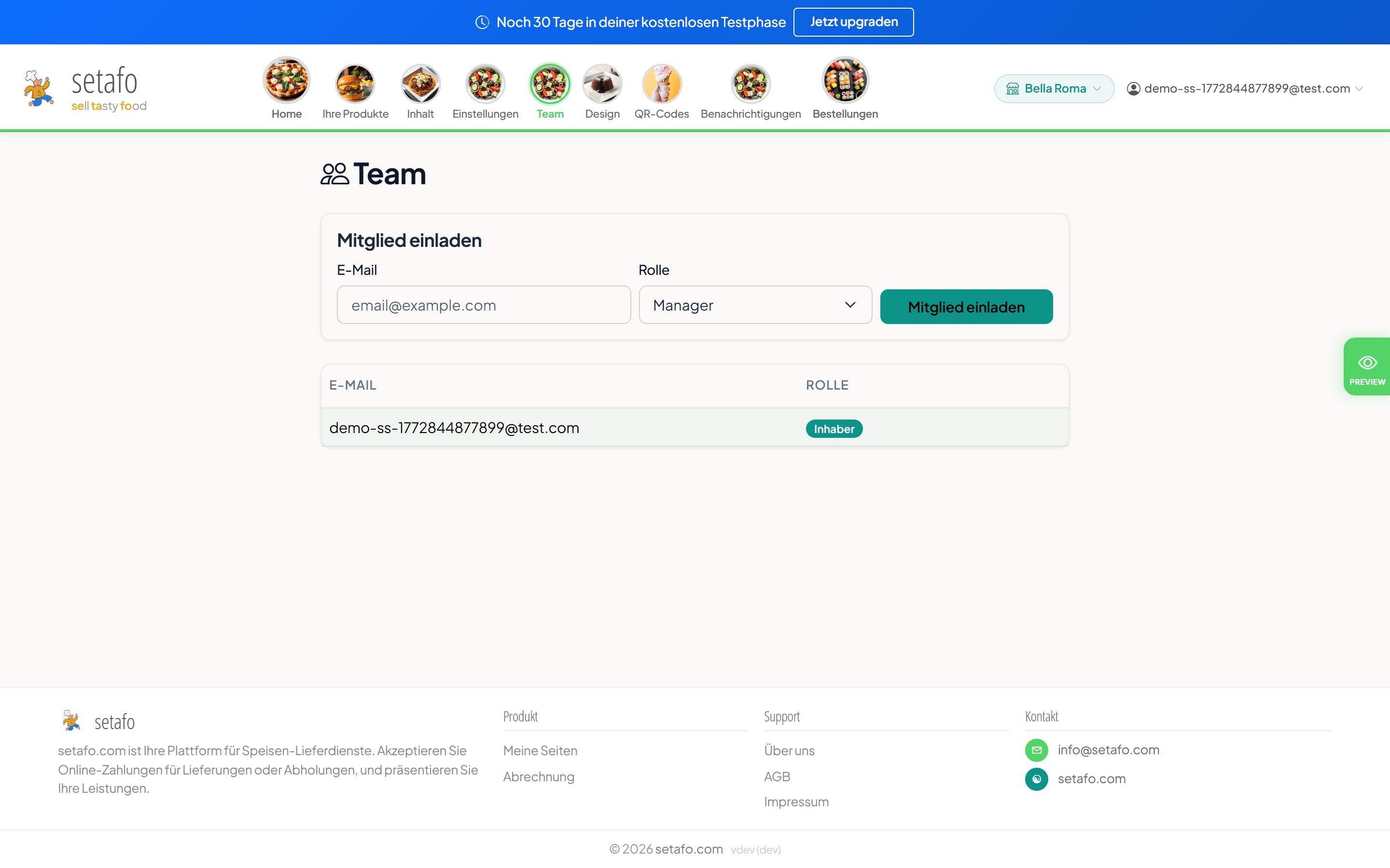 SeTaFo Team-Verwaltung mit Rollenbasiertem Zugriff
